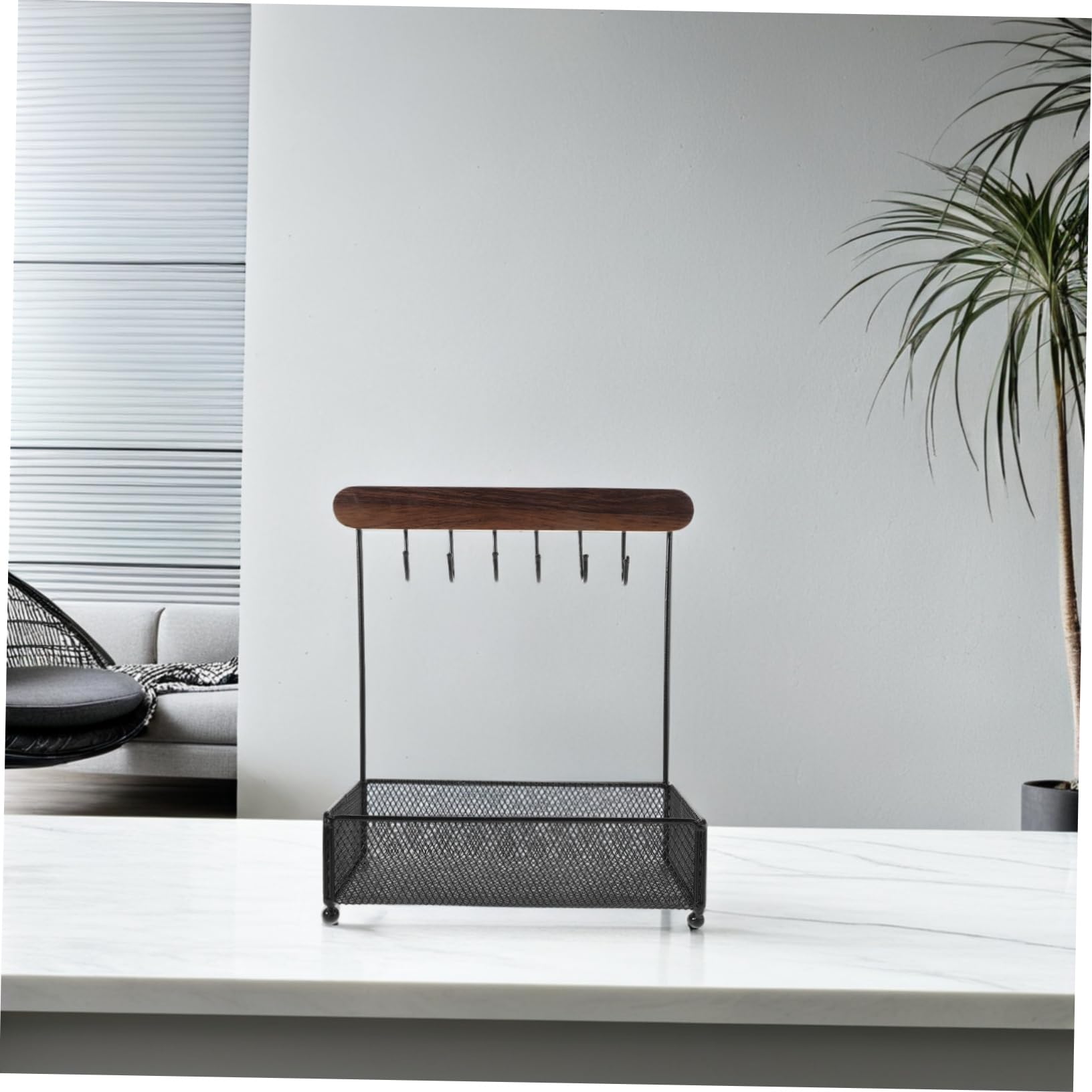 Schmuck-organizer-ständer Mit Haken Und Fächern Kompaktes Tischregal Für Schlüssel Und Accessoires Stabiles Aufbewahrungsregal Für Schmuck Und Utensilien