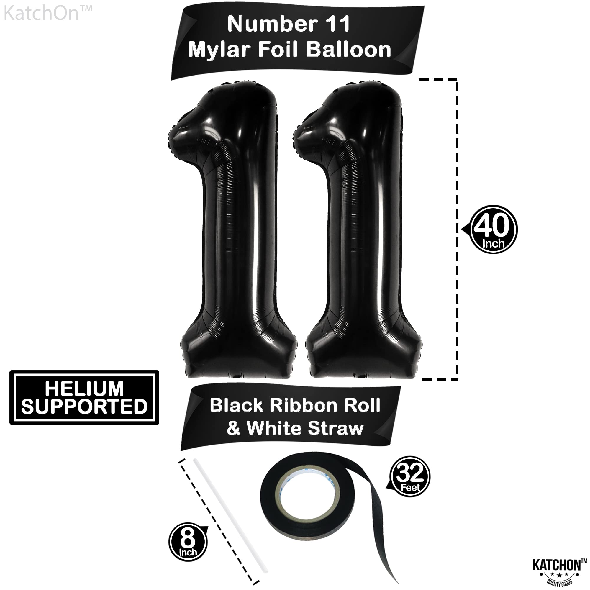 Snapklik.com : Black Number 11 Balloon - Giant, 40 Inch 11 Black ...