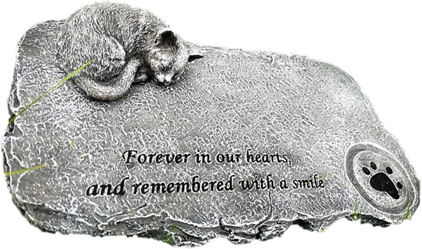 Personalized Pet Grave Markers - Beautiful Pet Memorial Stones for Cat Memorial Stones - Custom Pet Headstones for Cats - Cherished Cat Memorials & Funerary Remembrance Plaques,Sand Color