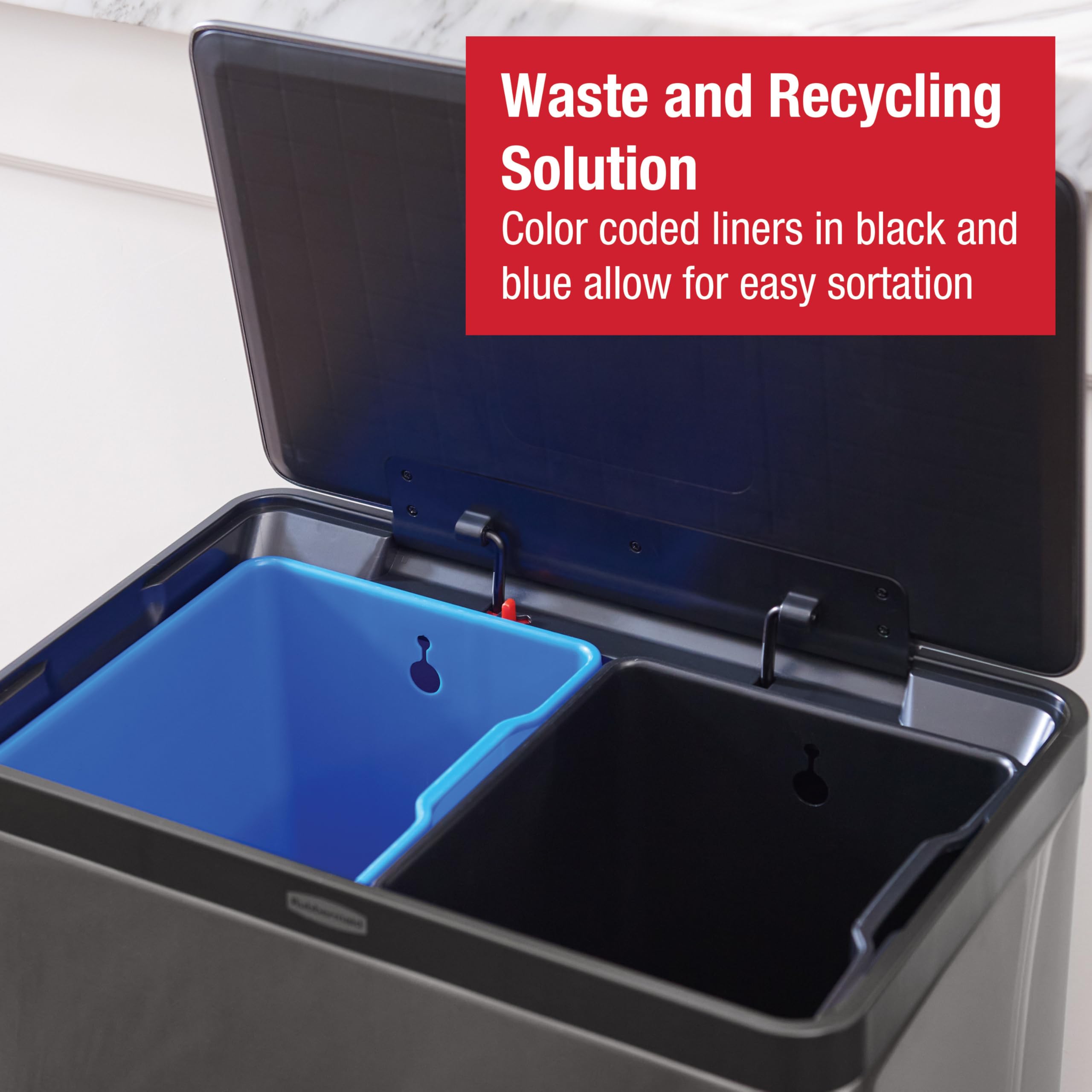 Rubbermaid i odpady kuchenne i recykling, 10,6 l, węgiel drzewny, metal ze stali nierdzewnej, niebieski, 10,5 l