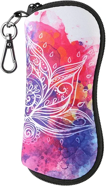 LONNAONE Sunglasses Case, Ultra Light Portable Neoprene Zipper Glasses Case, Soft Eyeglass Safety Pouch Box with Belt Clip