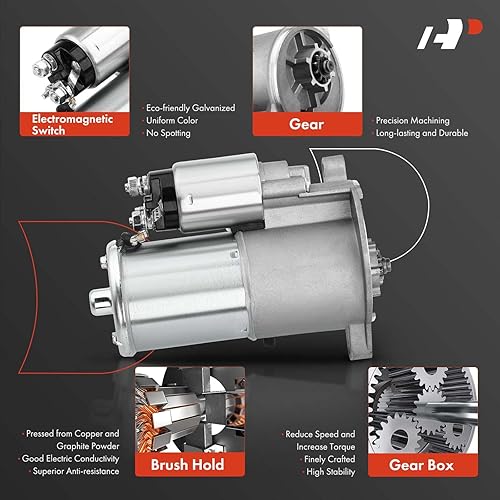 Miniatura 5 de A-Premium Motor de arranque compatible con Ford F-150 1999 2000 2001 2002 2003 2005 2006 2007 2008 F-150 Heritage 2004, V6 4.2L PMGR, 12V 1.4KW CW