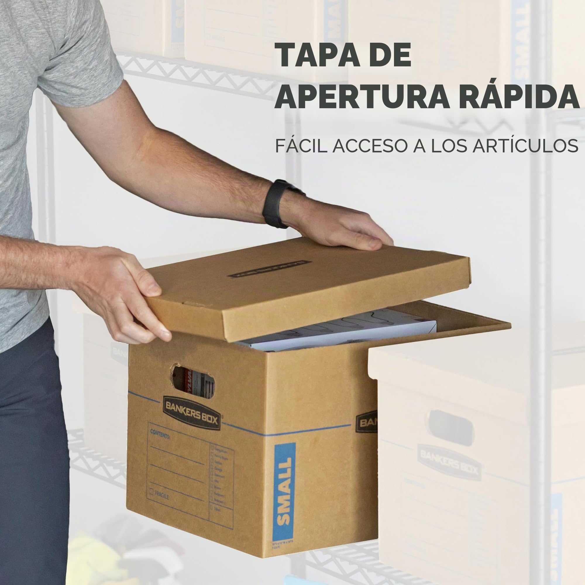 BANKERS BOX SmoothMove Cajas de mudanza clásicas, montaje sin cinta, asas de fácil transporte, marrón, paquete surtido de 12 (7716401)