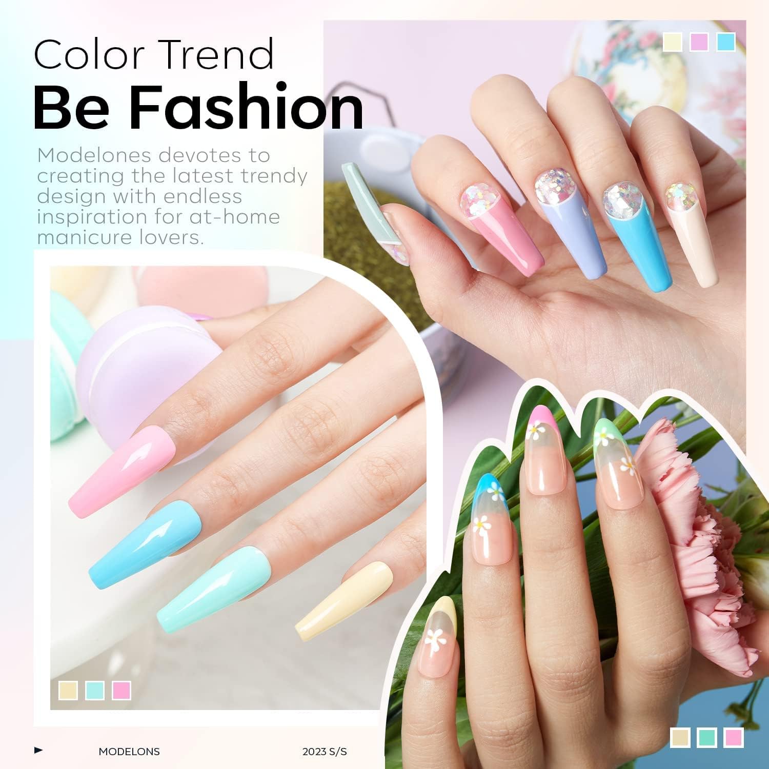 Modelones Kit Semipermanente Unghie Professionale Con Lampada Led 48W, 6 Colori Semipermanente Unghie Kit Unghie Con 2 Top & 1 Base Coat Starter Kit Ricostruzione Unghie Gel Completo A Casa Salone - Immagine 3