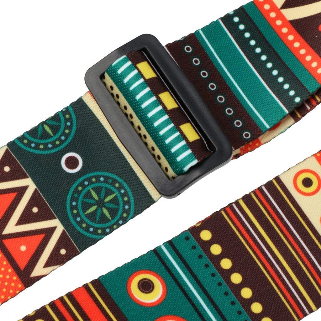 FirstTry Guitar Strap I Soft Straps with PU Leather Ends I Adjustable Ultra Comfortable Belt I Modern Printed Design I for Electric, Acoustic, Bass, Classic Guitar, Ukulele (Folk Custom) - Image 3 thumbnail