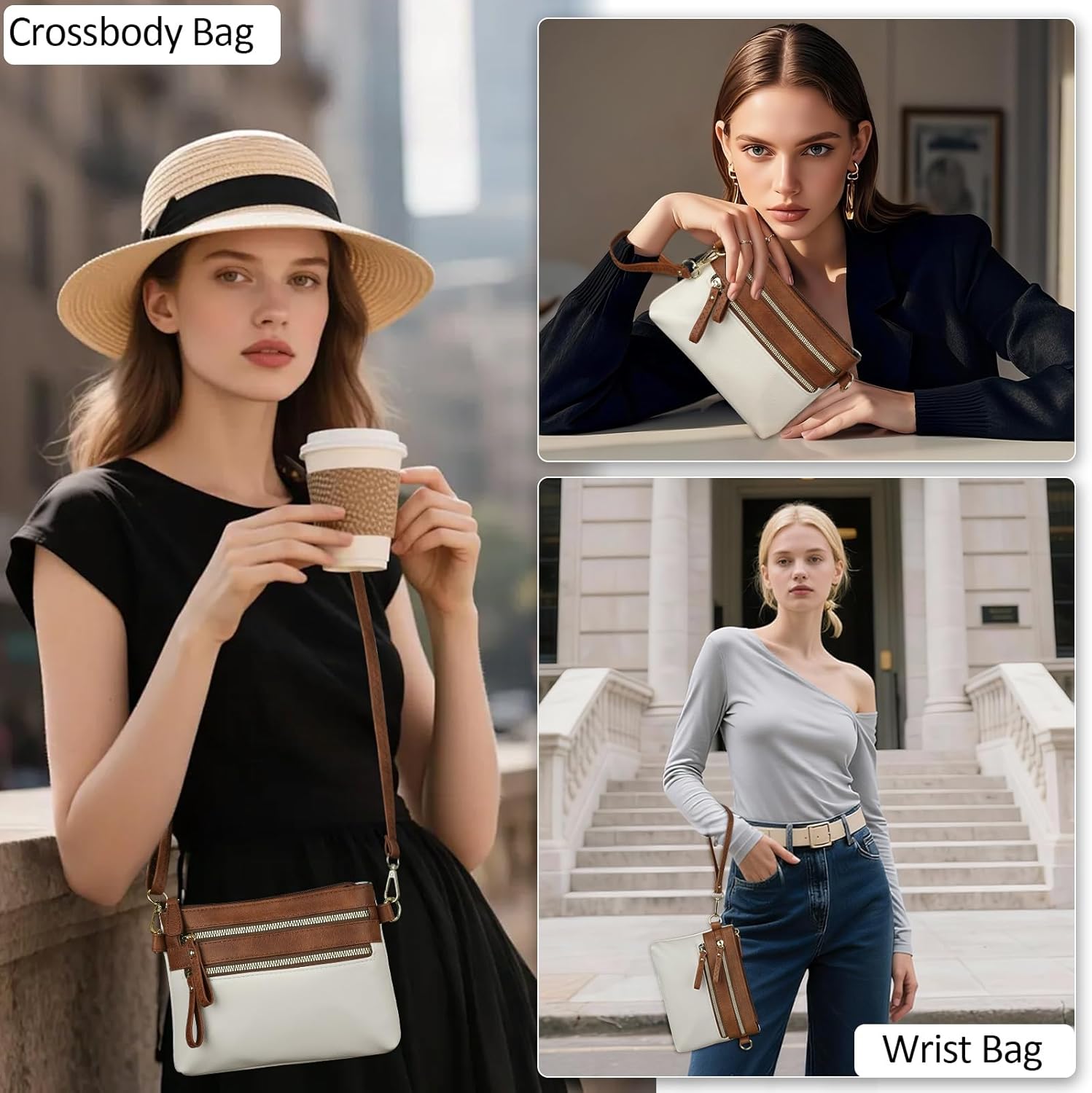 Stylish Wristlet Wallets for Women, Vegan Leather Small Crossbody Bags for Women Travel Wristlet Purse Clutch Handbags - Image 2