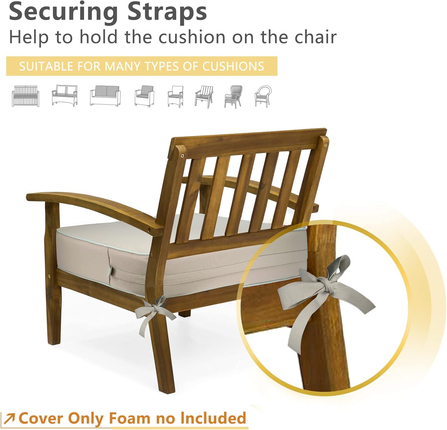 Porch Shield Outdoor Cushion Slipcovers Set 4 Waterproof Fade Resistant Patio Chair Seat Cushion Covers 24 x 24 x 4 inch, Beige