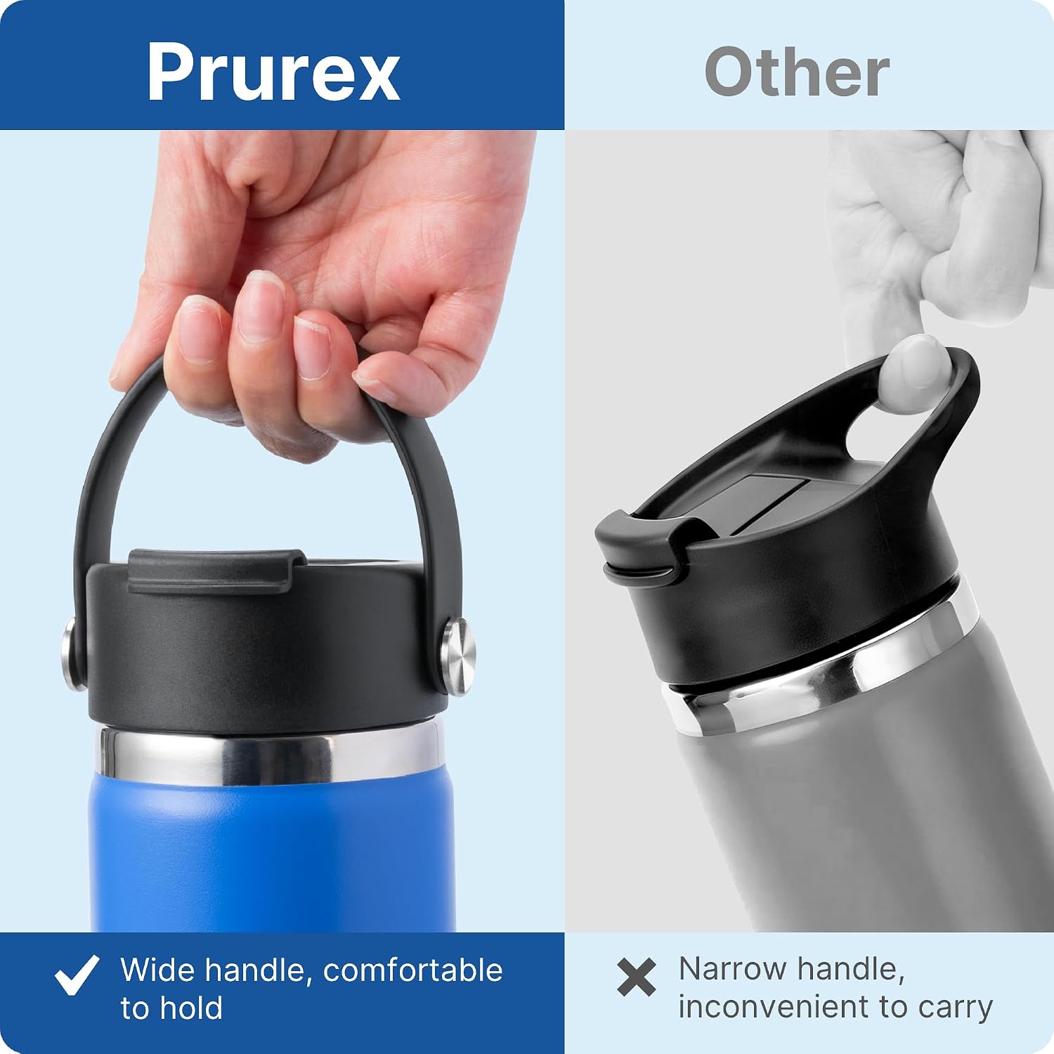Flip Lids with Handle for Hydro Flask 12 16 20 32 40 64 oz Wide Mouth Bottles,Replacement Lids for 2.28" Wide Mouth Sport Bottles Water Bottle Accessories