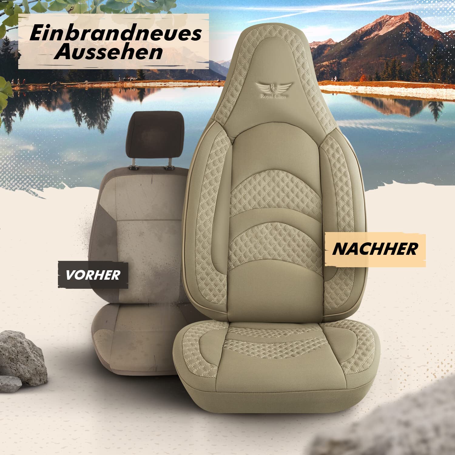 Royal Class Sitzbezüge passend für AHORN Wohnmobil (Beige) Pilot 3.3