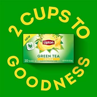 Lipton Lemon Green Tea Bags, Flavored Unsweetened Green Tea with Caffeine & Flavonoids, Hot or Iced Tea, Rainforest Alliance Certified, 20 Count Boxes, Pack of 2, 40 Total Tea Bags
