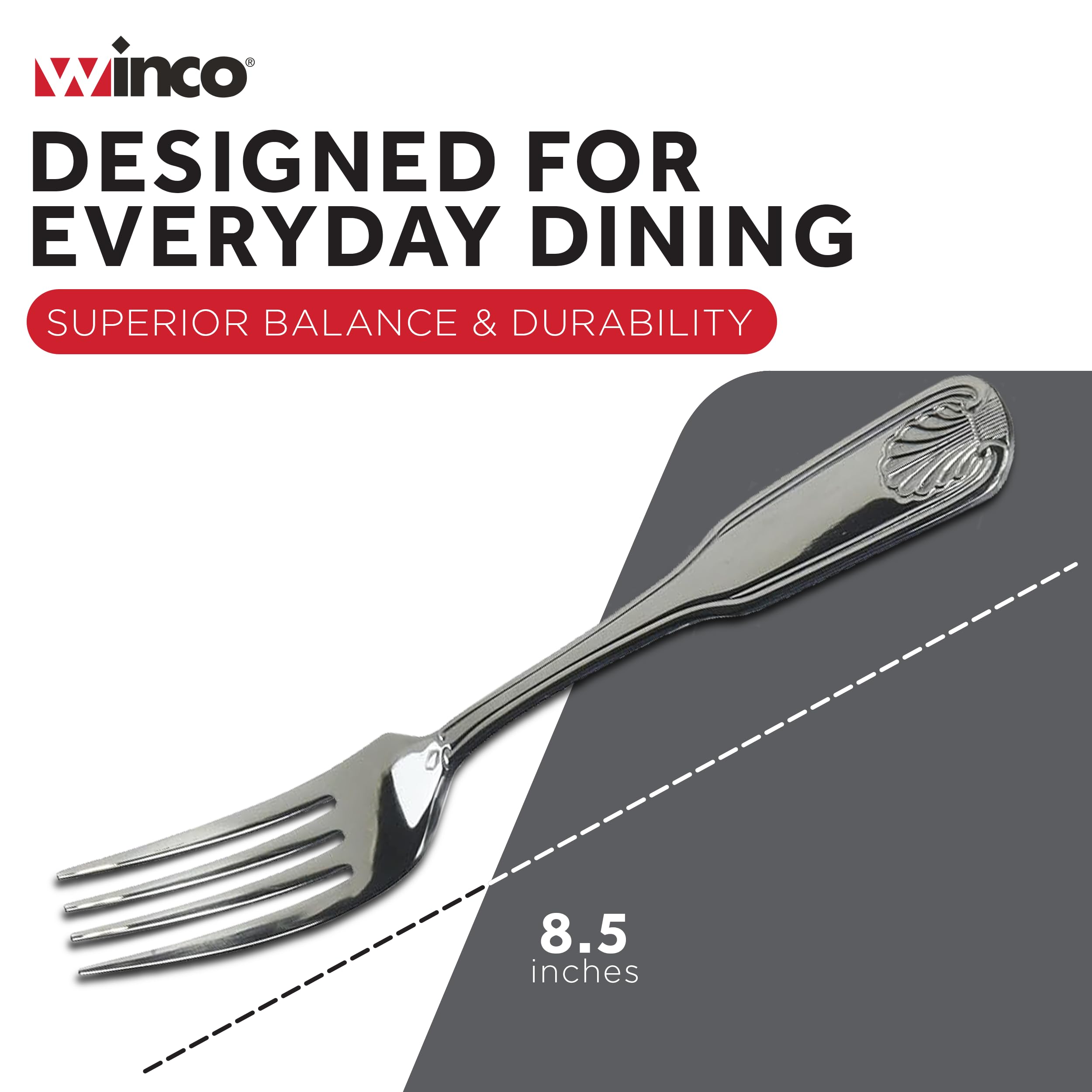 Winco St 12-Piece Toulouse Dinner Fork Set, 18-0 Extra Heavy Weight Stainless Steel, Silver — Amazon image 4