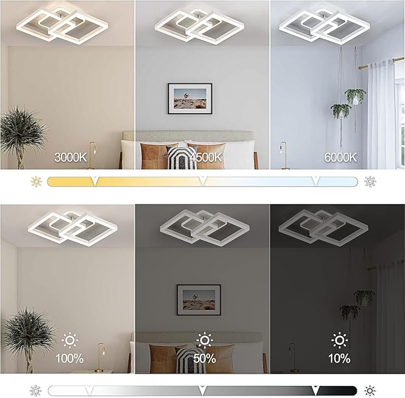 STEO Modern Geometrikus LED Mennyezeti Lámpa 40W - Távirányítós, Fokozatmentesen Állítható Fényerő, 3000-6500K Színhőmérséklet, Nappali, Hál