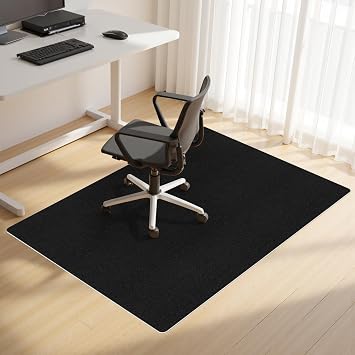 Office Chair Mat for Hardwood Floor 36x48 Inch, Non-Slip Rolling Chair Mat, Flat Lay Floor Protector for Wood Tile Laminate, Anti-Slip Sound AbsorbingBlack