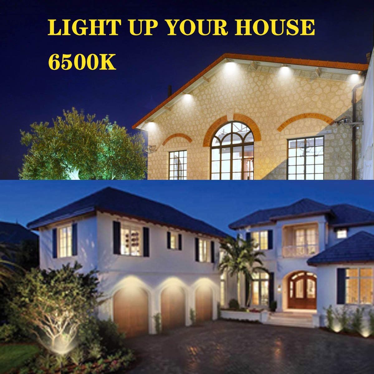 Foco LED de Seguridad for Exteriores, 10 W, 800 LM, 6500 K, luz Blanca Diurna, IP65, Impermeable, for Patio, Parque, Estanque, 12 V-24 V CC.(6 Packs)