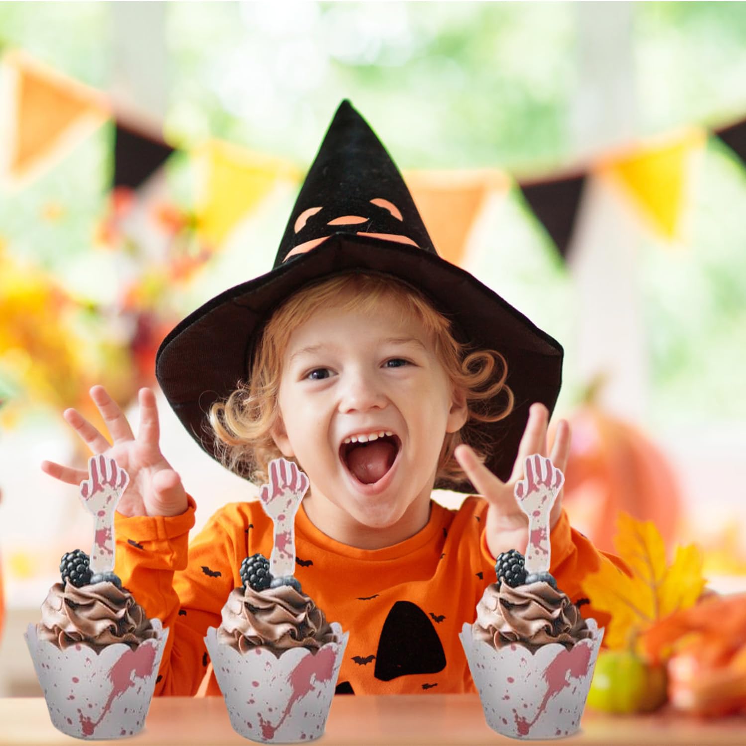 26 Pièces Halloween Cupcake Toppers,Insert à Gâteau Halloween,Set De Décoration Happy Halloween,Cake Design Pour La Fête D'halloween Décoration