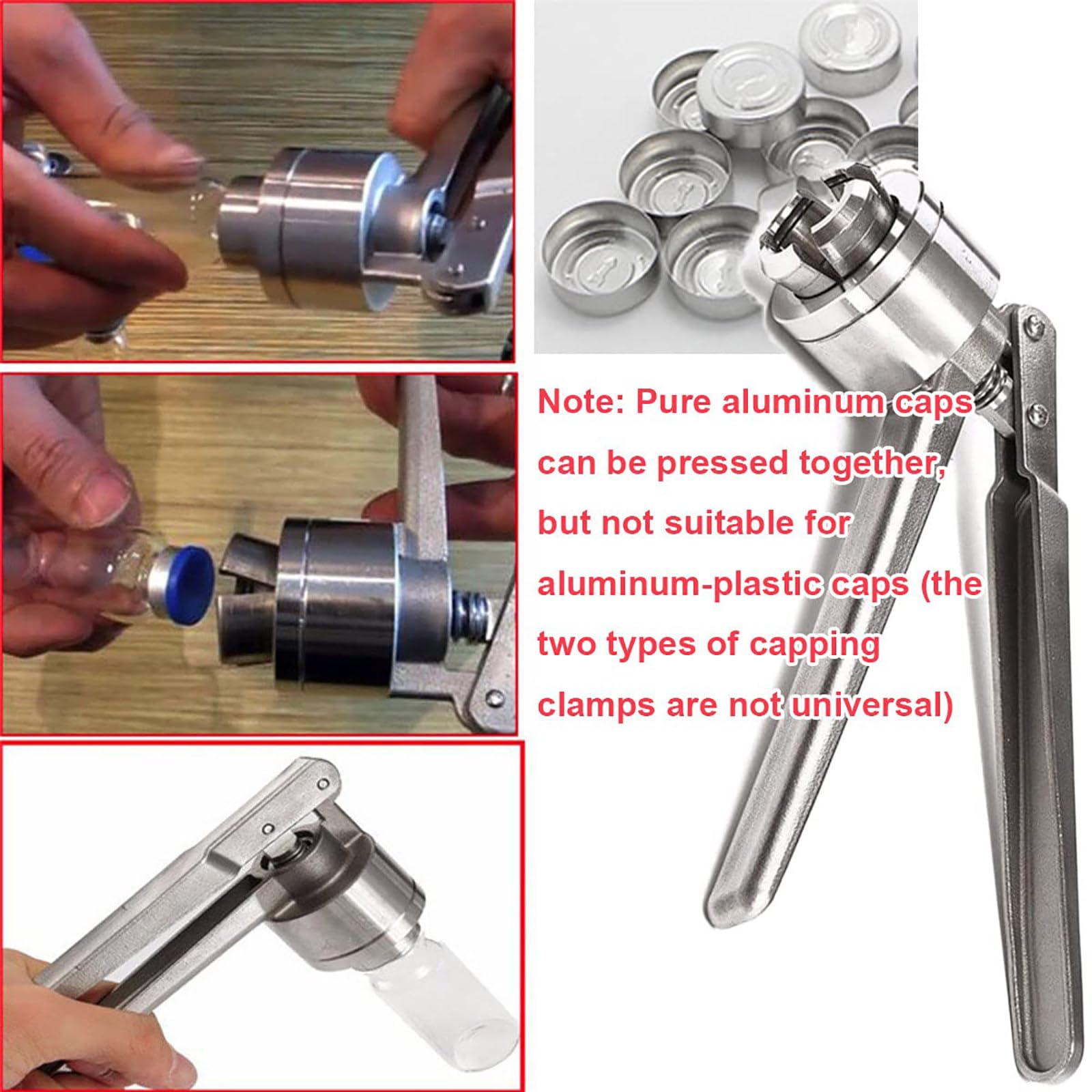 Alicates para engarzar perfumes - Máquina de sellado manual de acero inoxidable para botellas de 13 mm, 15 mm, 18 mm y 20 mm - Herramienta para engarzar perfumes de forma segura y con un engarce