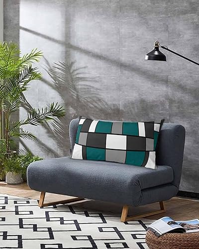 Miniatura 3 de Fundas de almohada de tamaño King color turquesa, fundas de almohada suaves decorativas para sofá de cuerpo largo, con cierre de sobre, abstracto de