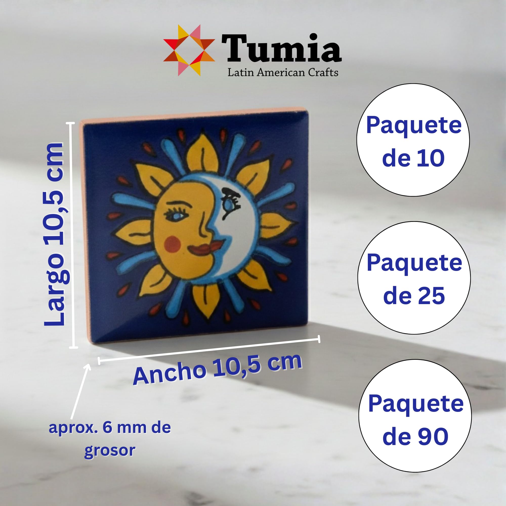 Tumia LAC Azulejos Mexicanos Artesanales de Talavera de 10.5cm