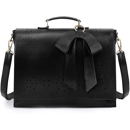 ECOSUSI Briefcase for Women Laptop Bag for Work Briefcase Crossbody Messenger Bags Vegan Leather Satchel Purse Fit 14 Inches Laptop, Coffee