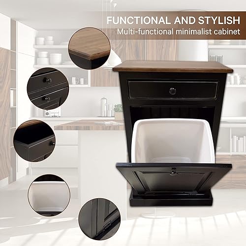 Miniatura 4 de Peaceful Classics Gabinete de basura  Armario de escondite hecho a mano para botes de basura cubo de basura decorativo de baño cubo de basura de