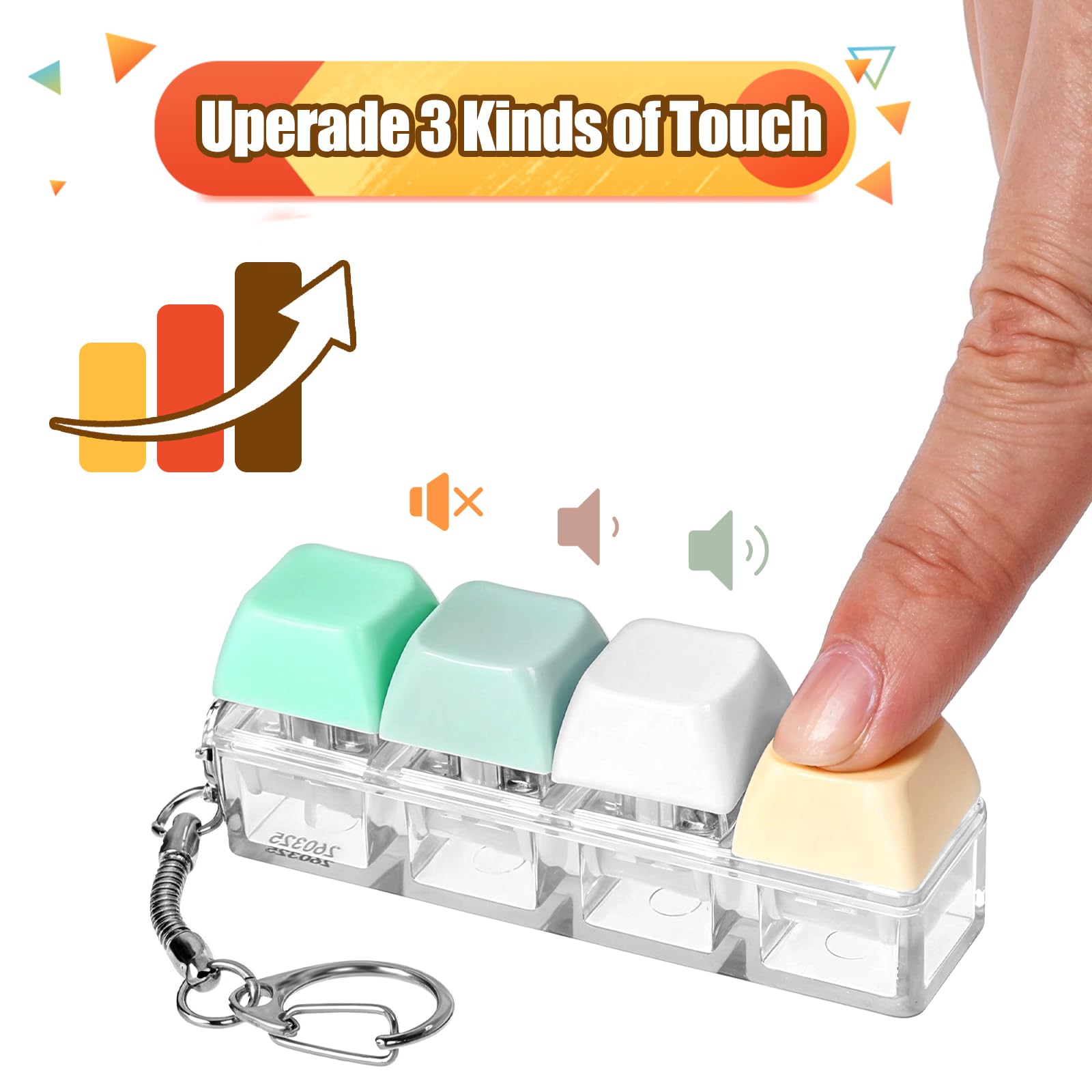 Wanmu 2Pcs Keyboard Fidget Toys, Keyboard Clicker Fidget with 3 Kinds Touch Experience - Image 3