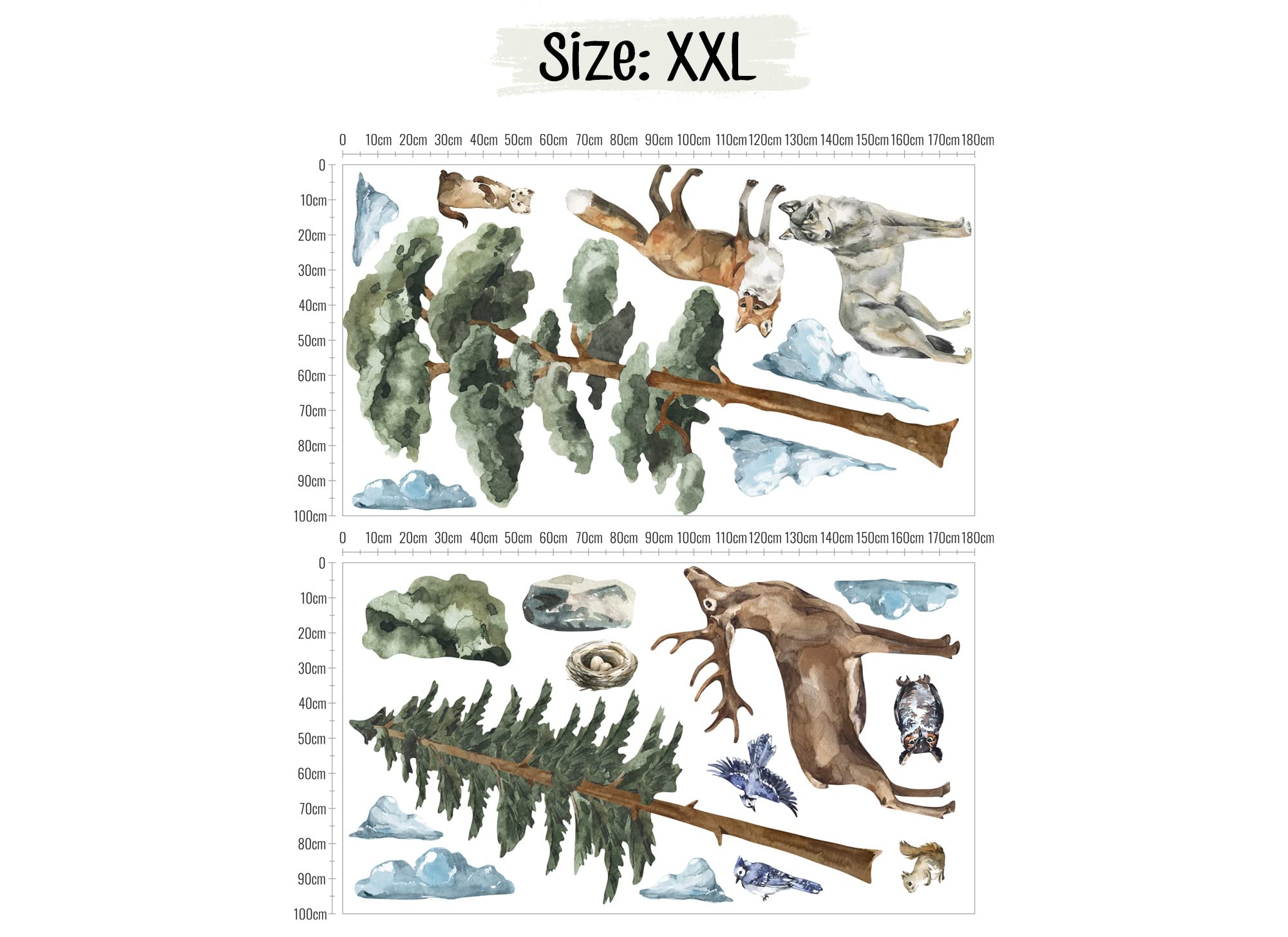 FOREST MYSTERY XXL | Adesivo da parete per cameretta dei bambini | Decorazione da parete per camera dei bambini | Murale per la cameretta dei ragazzi | (ms3631)