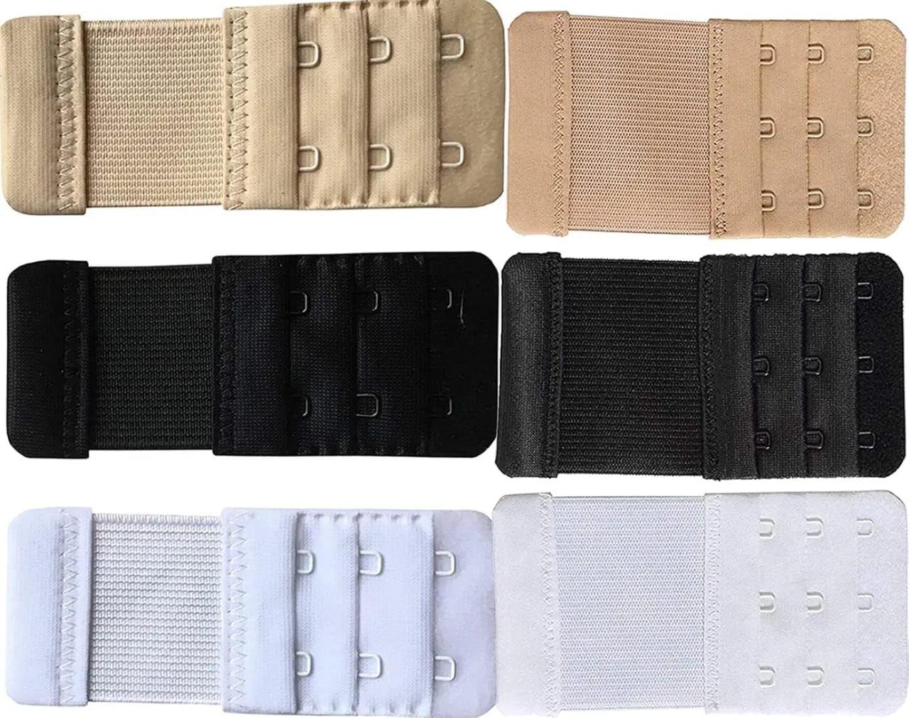 kashivora Bra Extender 3-Hook Elastic Adjustable Extension Straps, Soft and Durable, Beige, Black, White(Pack of 6)-picture-12