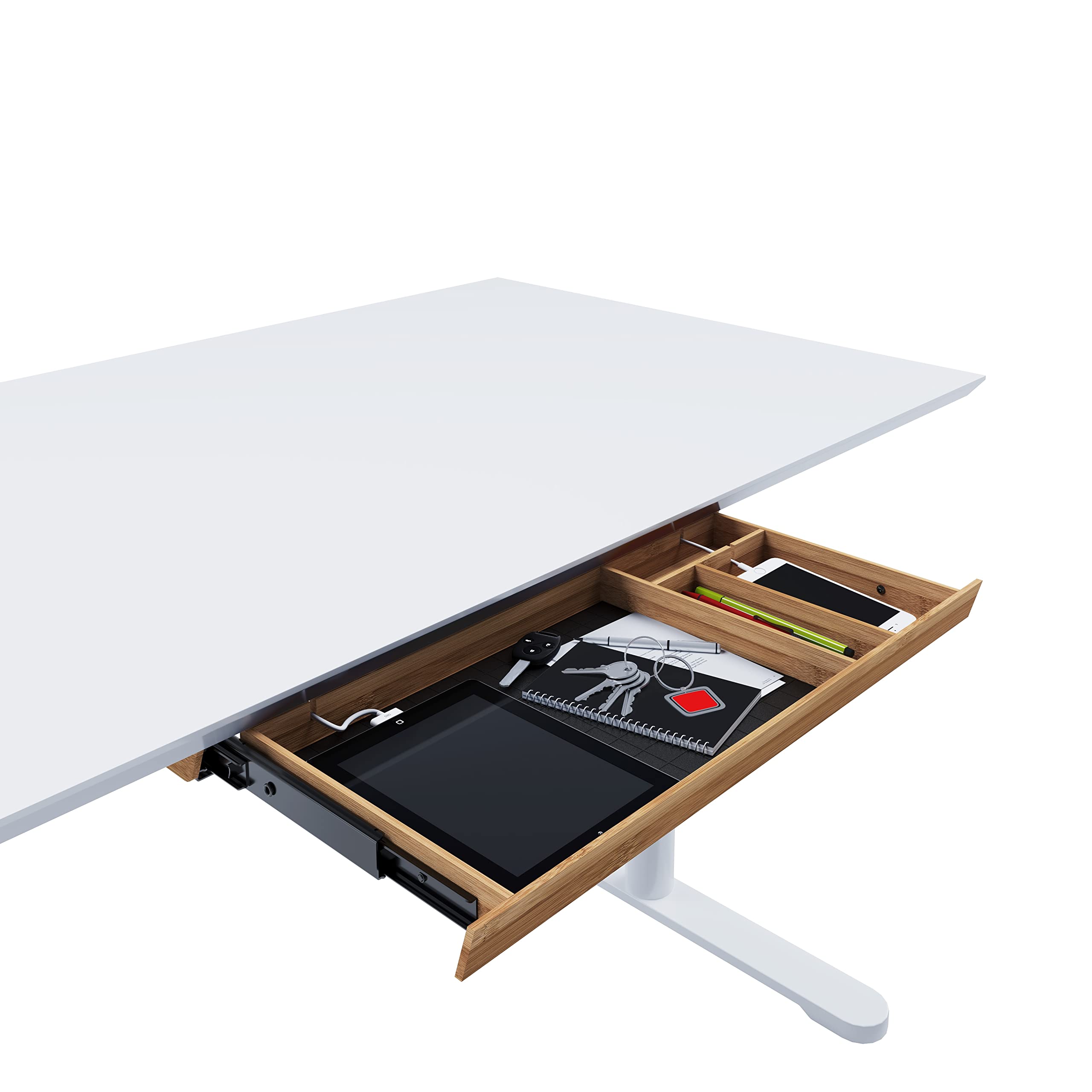 Untertisch Schublade aus Bambus – Ausziehbare Schreibtischschublade | Schubfach & Organizer für Homeoffice | Perfektes Schreibtisch Zubehör & Unterbau Schublade
