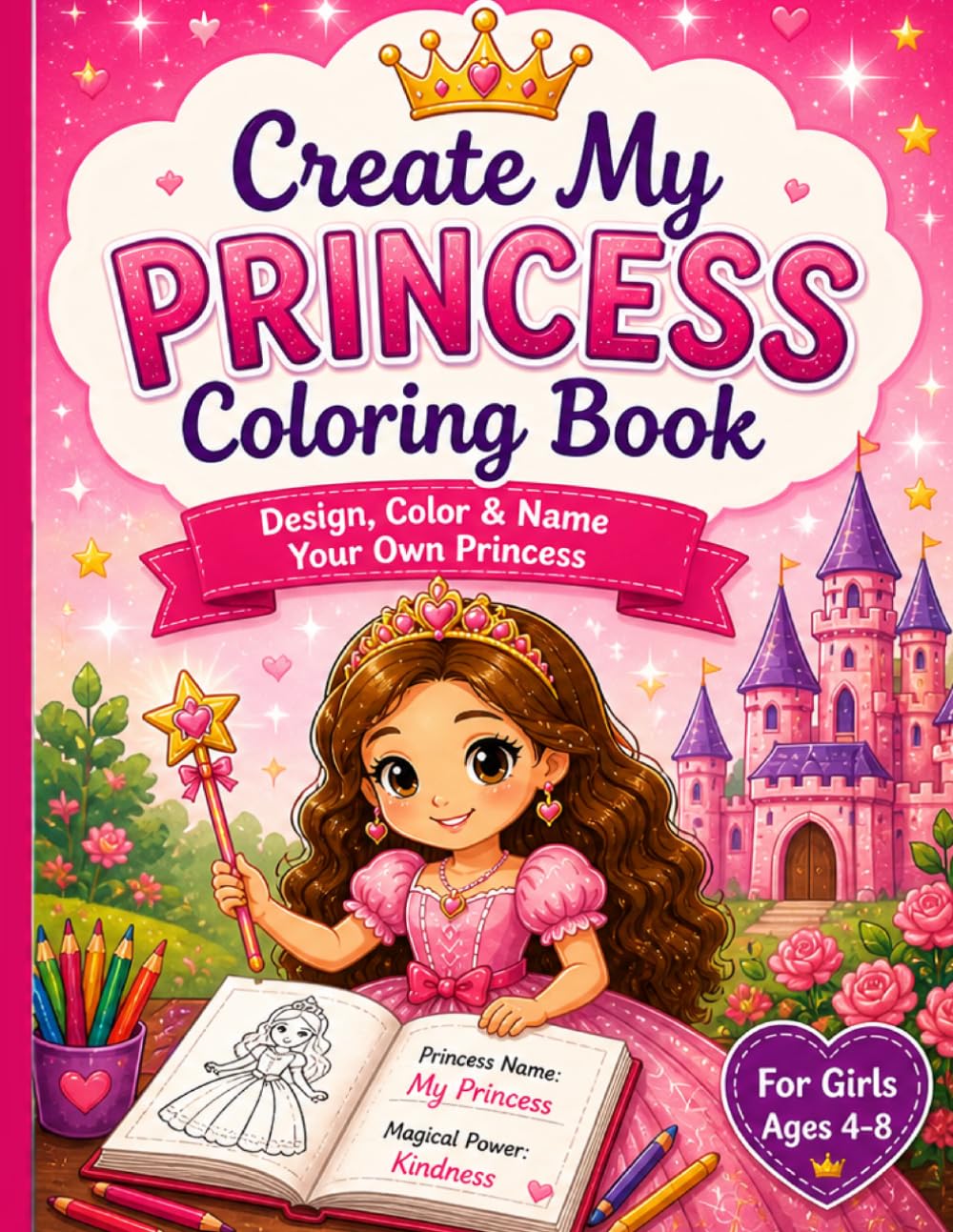 Create My Princess Coloring Book: Design, Color & Name Your Own Princess | Interactive Activity Book for Girls Ages 4–8