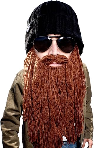 Beard Head Viking Looter - Casco de punto original hecho a mano y barba extraíble