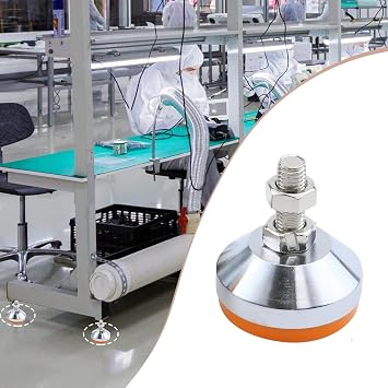 Antrader M12 Thread Adjustable Leg Leveler Carbon Steel Shockproof Self Leveling Feet - Base Diameter 2.4 Inch, 1000 LB Capacity for Workbench, Machine, Cabinet & Heavy Duty Applications 4-Pack