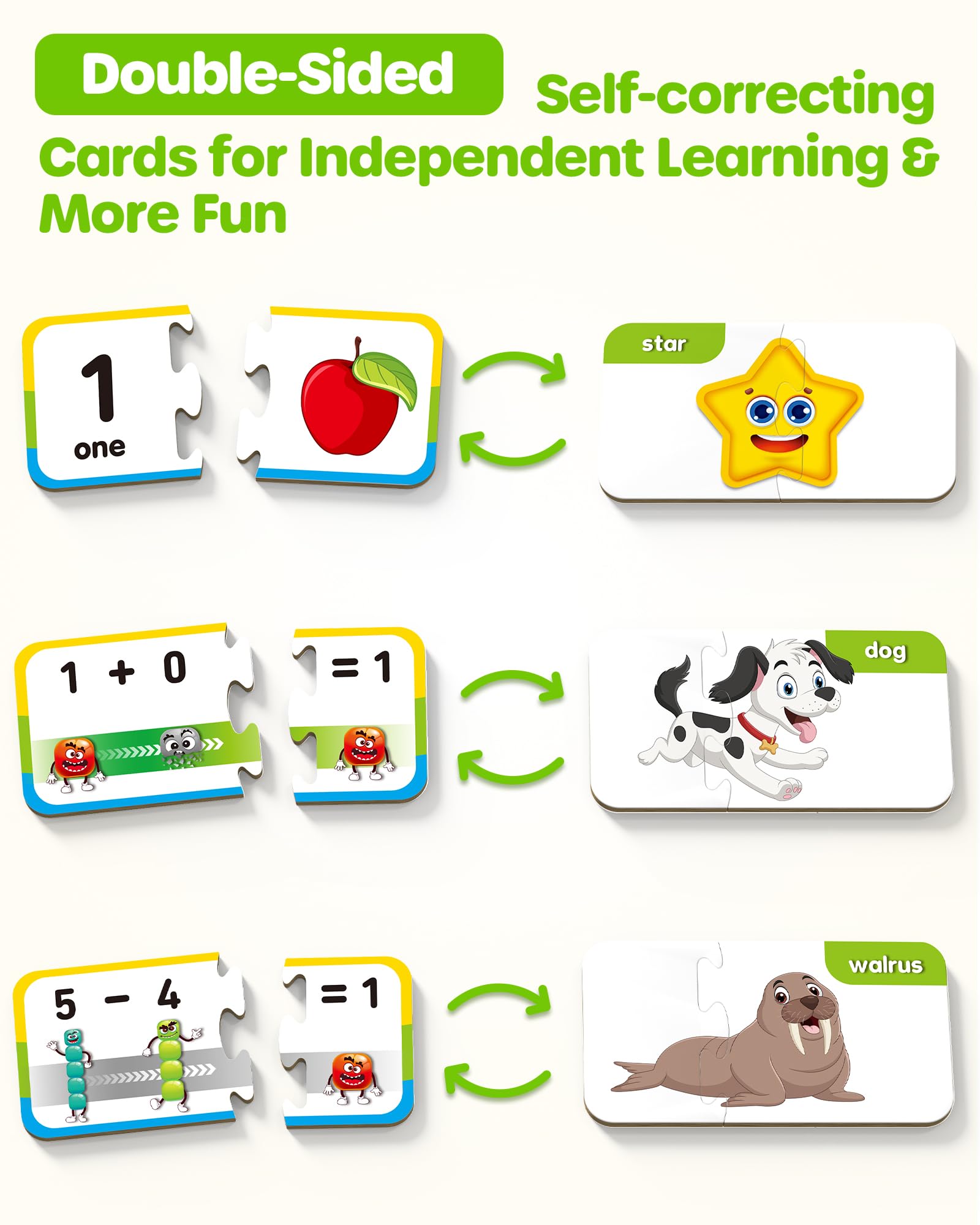 D-FantiX 30 Self-Correcting Number Puzzles, Double-Sided Addition and Subtraction Games - Image 3
