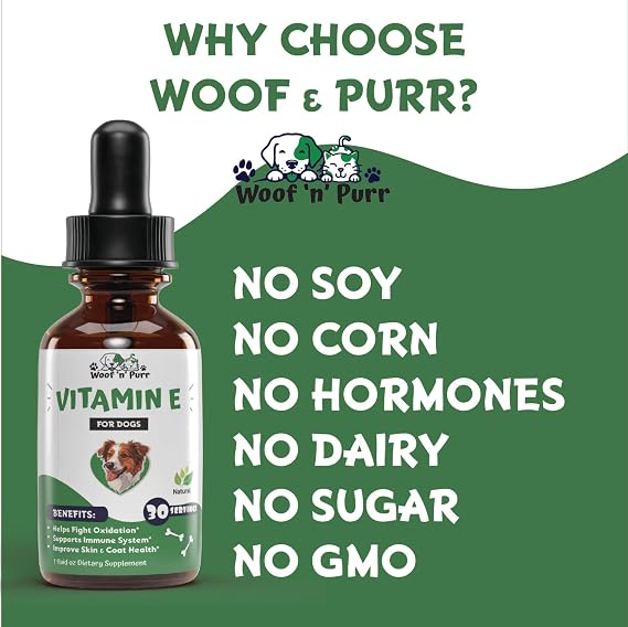 Vitamin E for Dogs - Vitamin E Dog - Vitamin E for Dog - Dog Vitamins E - Vitamin E Canine - Vitamin E Supplement for Dogs - Vitamin E Oil Dog - Dog Vitamins - Dog Immune Support - 1 fl oz