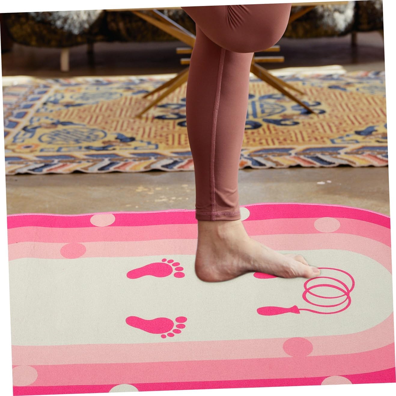Beavorty Silicone Bottom Skipping Rope Mat 50x80cm Elliptical Thick Soundproof Indoor Exercise Pad Portable Workout Mat for Home Fitness Training