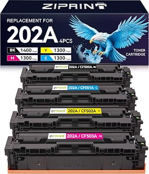 ZIPRINT Compatible Replacement for HP 202A 202X CF500A Toner Cartridge Compatible for HP Color LaserJet Pro MFP M281fdw M254dw M281cdw M281fdn M254dn M254nw M281 M254 Printer B/C/Y/M,4-Pack