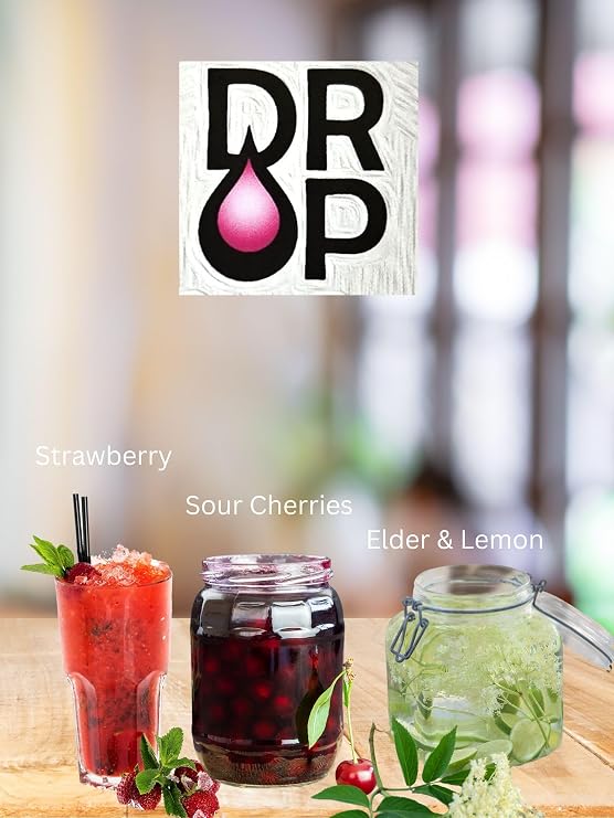 DROP Syrup Variety Pack Natural Sugar-Free 16.9fl oz,Premium Flavoring,30% Concentrate Stevia for Drinks,Sodas,Desserts and more. 500ml (Pack of 4)