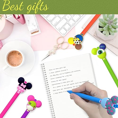 Miniatura 6 de HL Hope&Luck 5 bolígrafos de orejas de personaje con cabeza de ratón, bolígrafo para adultos y niños, bolígrafos retráctiles de dibujos animados