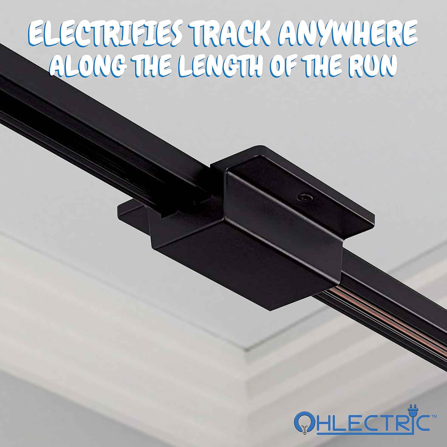 OHLECTRIC 2 Pack – Floating Canopy Power Feed Connector, Black – H-Type Single Circuit H Track Lighting – Ceiling Mount Square Canopy – Ideal for Commercial & Residential