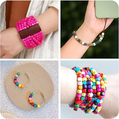 Miniatura 10 de Craftdady 200 cuentas espaciadoras ovaladas de madera natural de 0.591 x 0.276in, colores mixtos, cuentas sueltas de arroz de madera para hacer