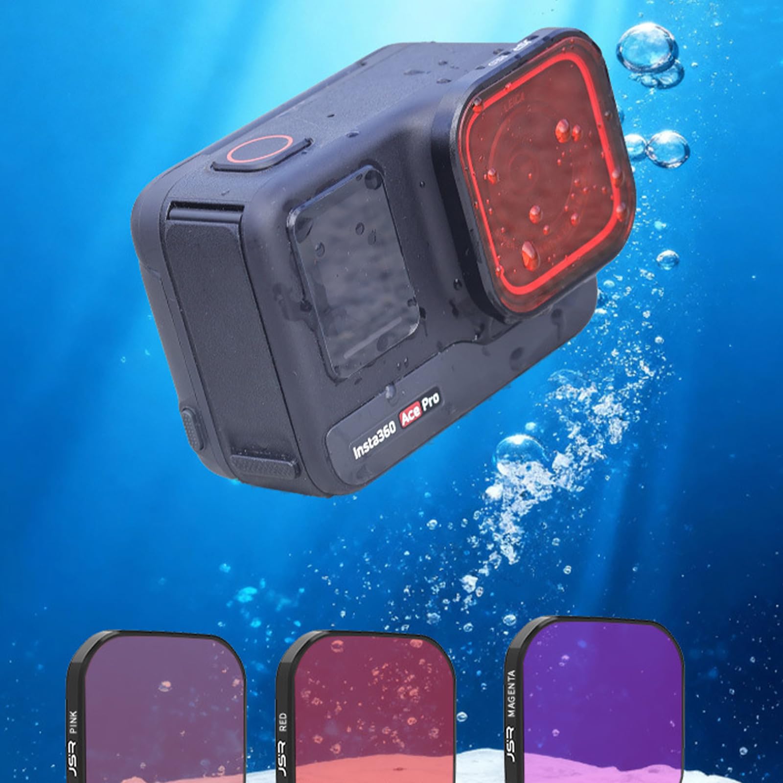 Filtre de plongée Rose/Rouge/Violet sous-Marin Filtre Protection d'objectif Filtres étanches Accessoires pour Insta360 Ace Pro 2/Insta360 Ace Pro (3PCS)