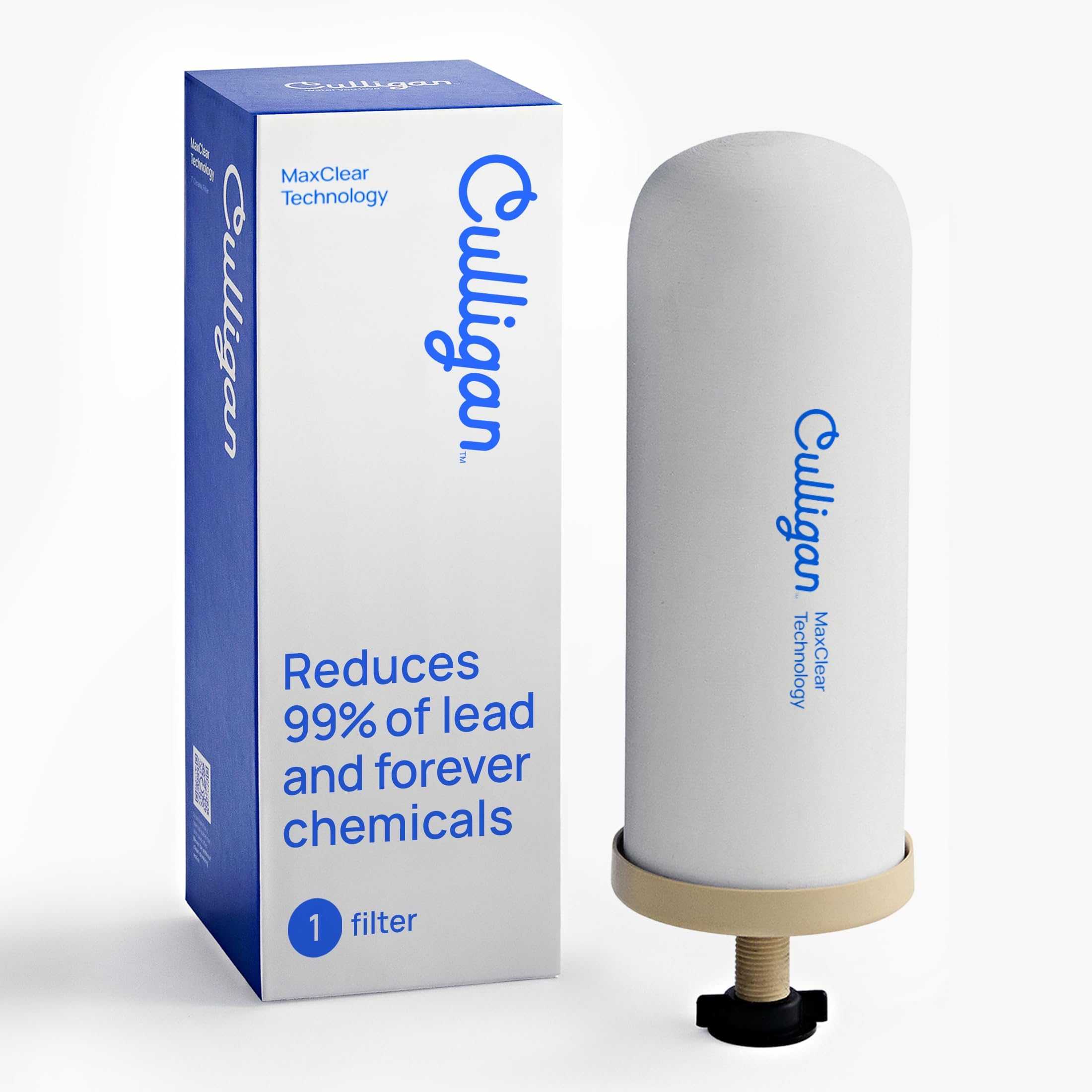 Culligan with MaxClear Technology 7” Gravity Ceramic Water Filter Compatible with all Gravity Water Filter Systems, NSF/ANSI Certified to Reduce Lead, Microplastics, Total PFAS, 1-Pack