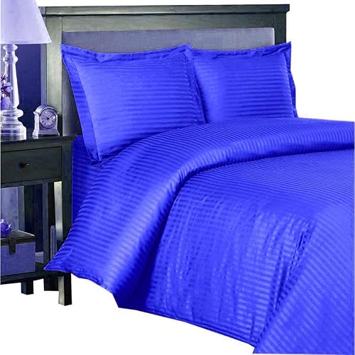 Miniatura 25 de Juego de funda de edredón 100% algodón egipcio, 3 piezas, 500 hilos, juego de ropa de cama suave de lujo con cierre de cremallera, Azul
