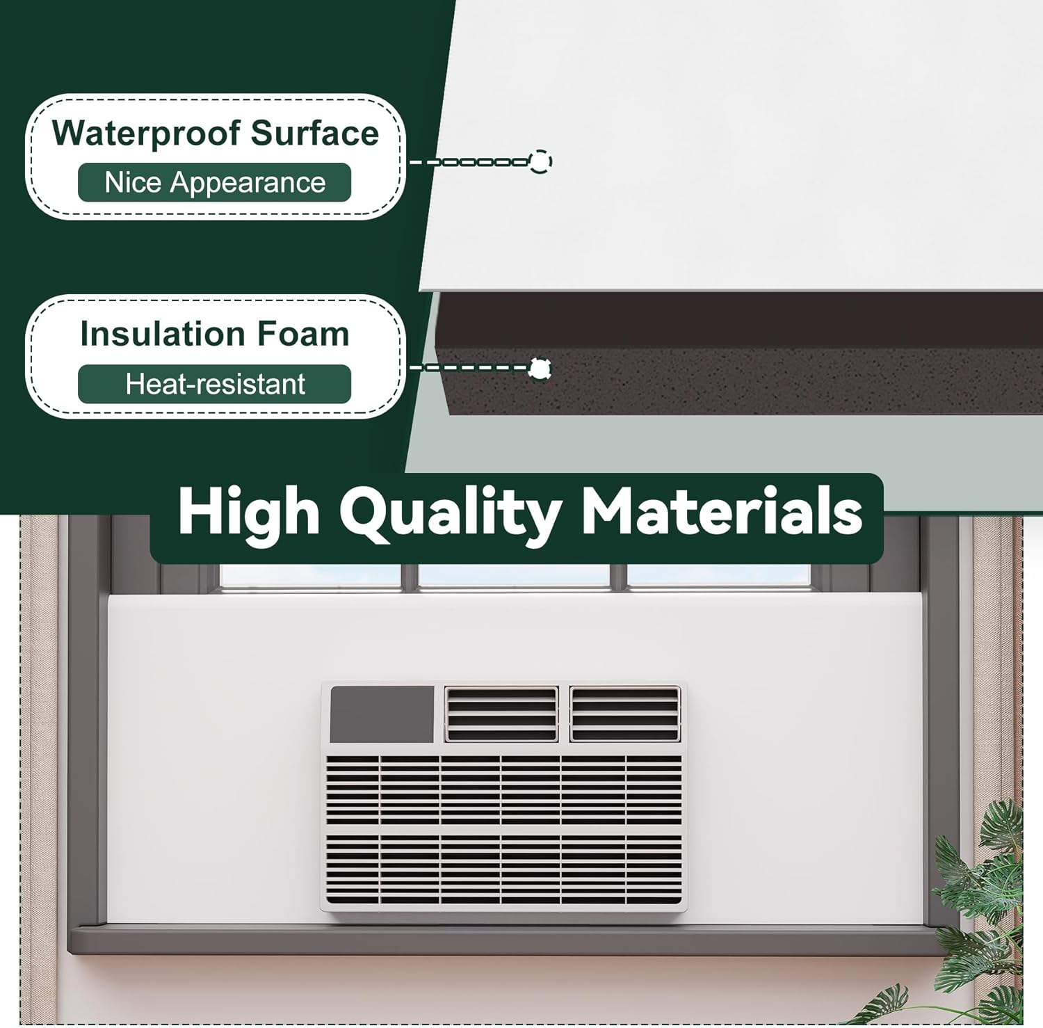 Flehomo Window AC Side Panel, Extra Wide Full Surround Insulation Window Air Conditioner Foam Panels, Insulated Side Panels Kit for Window AC Units for Winter and Summer, White