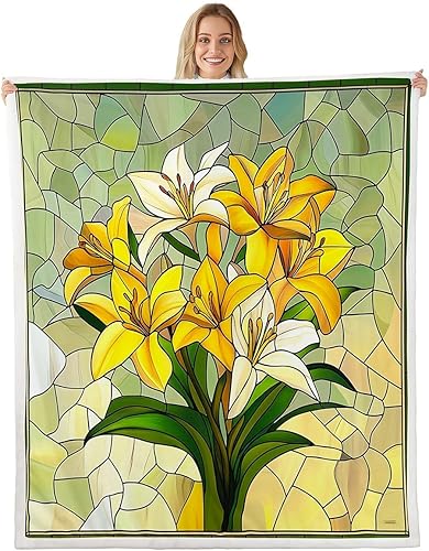 Vista 22 de Manta de cama de margaritas blancas, manta de franela rústica con flores florecientes de jardín natural para decoración de habitaciones, manta