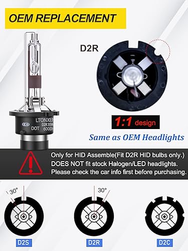 Miniatura 9 de LTONXEN Bombilla HID D1S para faros delanteros, bombillas de xenón blanco frío de 6000 K, 12 V, repuesto directo, bombilla HID de 35 W, combinación