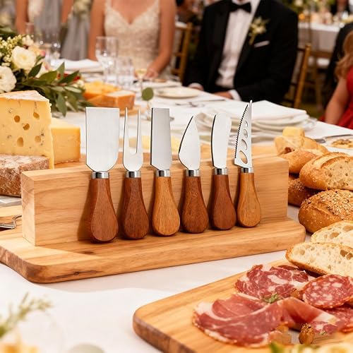 Miniatura 7 de Juego de cuchillos esparcidores para tablas de charcutería mantequilla de queso con asas de madera mini pinzas para servir cucharas tenedores