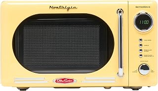 Nostalgia Retro Compact Countertop Microwave Oven - 0.7 Cu. Ft. - 700-Watts with LED Digital Display - Child Lock - Easy Clean Interior - Yellow