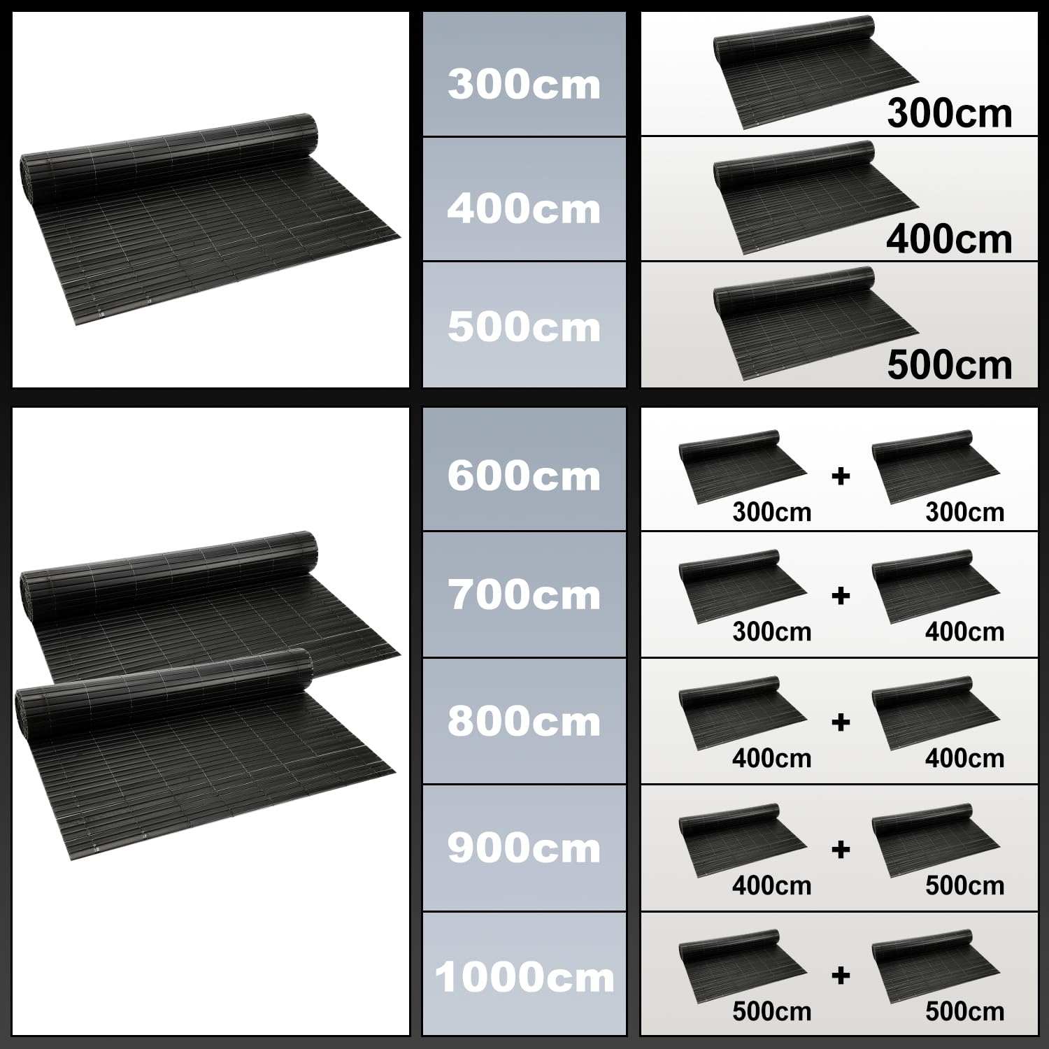 Sichtschutzmatte, PVC Sichtschutzzaun, 4-Gewicht-Verstärkung, 0.9 x 8M Sichtschutz für Zaun Balkon, Gartenzaun mit Kabelbindern, Windschutz UV-beständig, für Balkon Garten Terrasse, Anthrazit