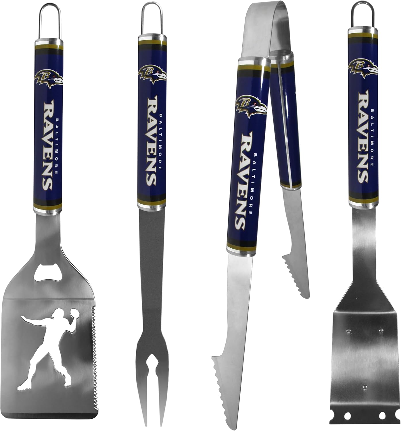Siskiyou NFL Baltimore Ravens 4 pc Logo Grill Tool Set, One Size, Team Colors