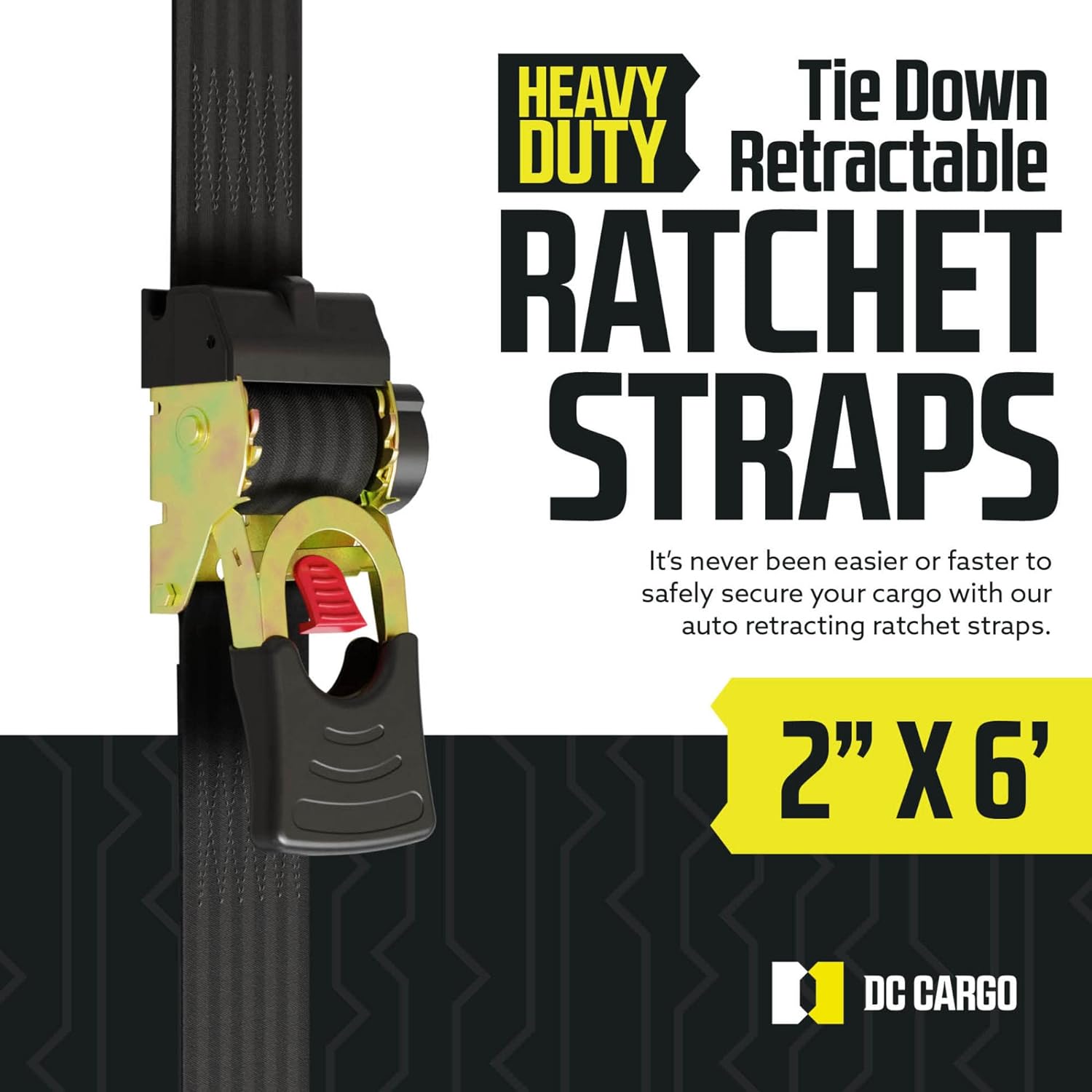 4-Pack, DC Cargo Mall Quick n Easy Retractable Ratchet Straps - 2 Inch x 6 Ft - Tight & Secure Trailer Cargo Tie Downs for Boats, ATVs, Motorcycles : Tools & Home Improvement